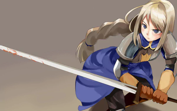 HD PC desktop wallpaper/background showing a blonde armored swordswoman from the video game Final Fantasy Tactics, poised to strike with a long gleaming sword and braided hair.
