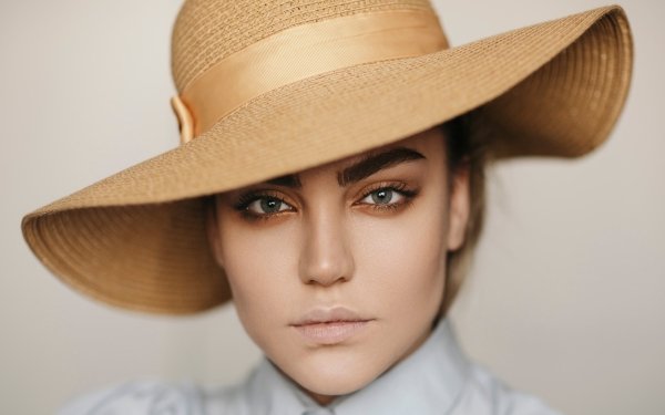 Women Face Model Blue Eyes Hat HD Wallpaper | Background Image