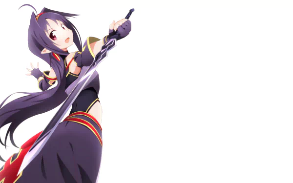 Anime character from Sword Art Online II wielding a sword in dynamic pose, featured in a 4K Ultra HD PC desktop wallpaper and background.