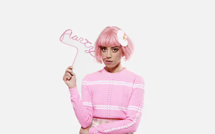 short hair pink hair brown eyes American actress Celebrity Aubrey Plaza HD Desktop Wallpaper | Background Image