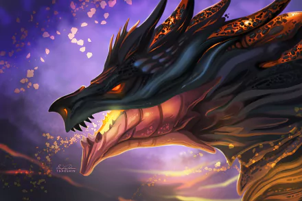 HD desktop wallpaper featuring a majestic fantasy dragon with glowing eyes and intricate scales, set against a vibrant, ethereal background.