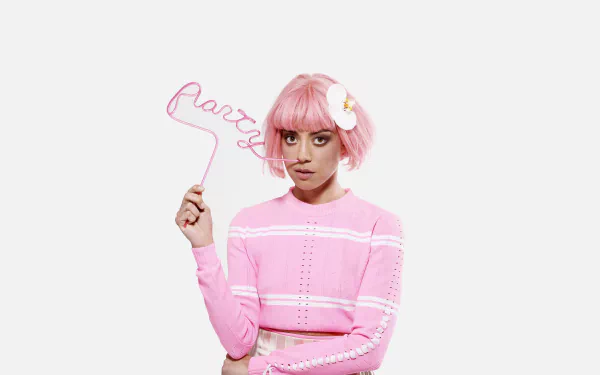 short hair pink hair brown eyes American actress Celebrity Aubrey Plaza HD Desktop Wallpaper | Background Image
