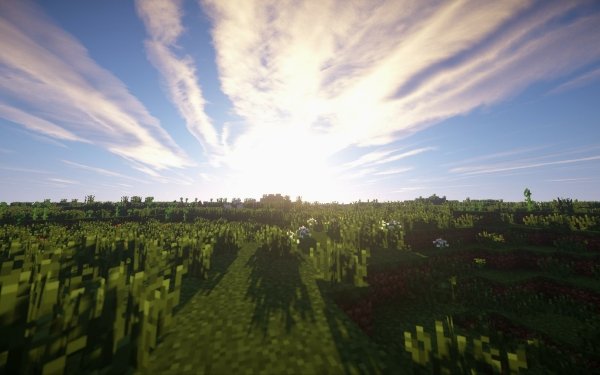 Video Game Minecraft Meadow Sun Sky HD Wallpaper | Background Image