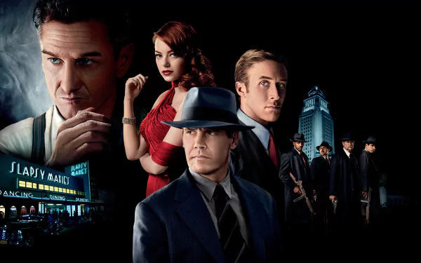 Sean Penn Ryan Gosling Josh Brolin Emma Stone movie Gangster Squad HD Desktop Wallpaper | Background Image