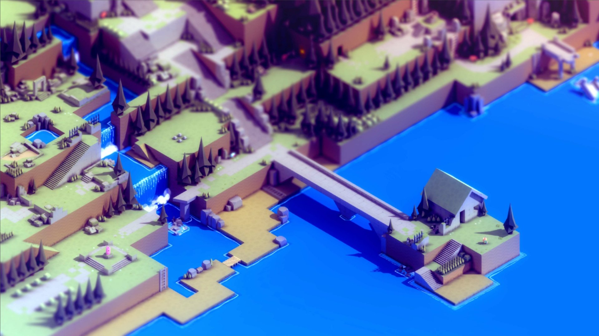 HD desktop wallpaper featuring a stylized landscape from the Secret Legend game, with vivid colors and miniature-like details.