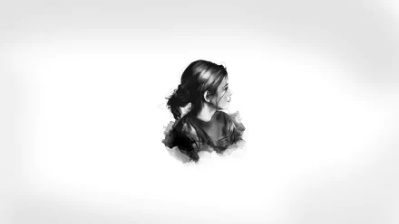 HD PC desktop wallpaper, movie Interstellar: minimalist grayscale portrait of a woman in profile centered on a soft white background