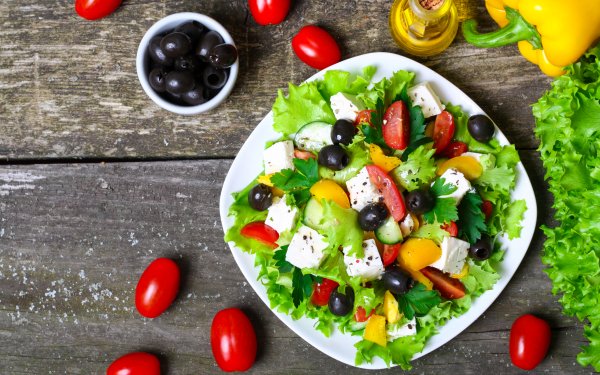 Food Salad Tomato Cheese Olive HD Wallpaper | Background Image
