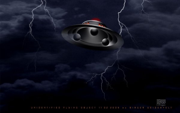Sci Fi UFO Sky Dark Blue Lightning HD Wallpaper | Background Image