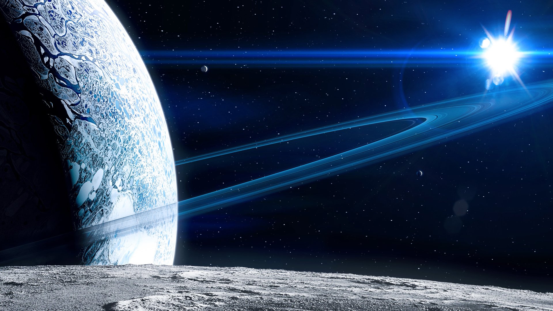 4K Ultra HD Sci-Fi Space: Blue Planet with Rings | 3840x2160 ...