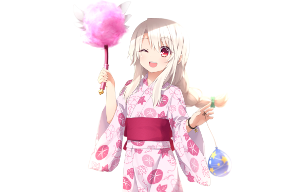 Anime Fate/kaleid liner Prisma Illya Fate Series Illyasviel Von Einzbern Kimono Wink Smile Long Hair Braid Fate White Hair HD Wallpaper | Background Image
