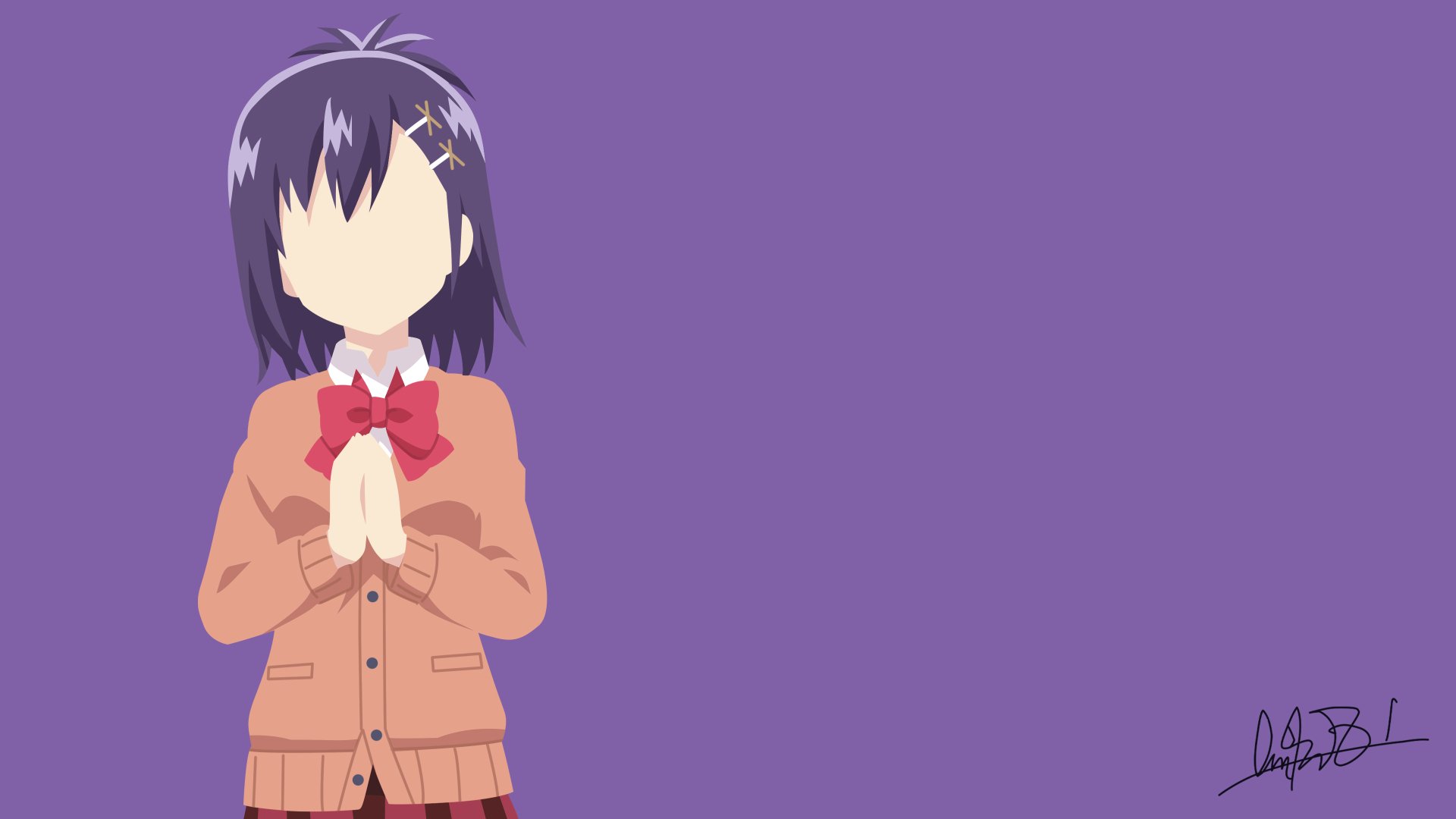 4K Ultra HD anime wallpaper featuring Tsukinose April from Gabriel DropOut against a solid purple background.