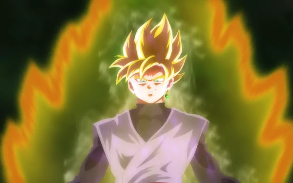 HD desktop wallpaper of Black Goku from Dragon Ball Super, radiating power with a fierce yellow aura.