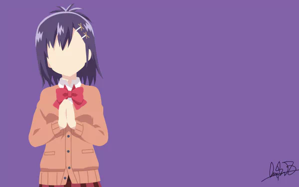 4K Ultra HD anime wallpaper featuring Tsukinose April from Gabriel DropOut against a solid purple background.