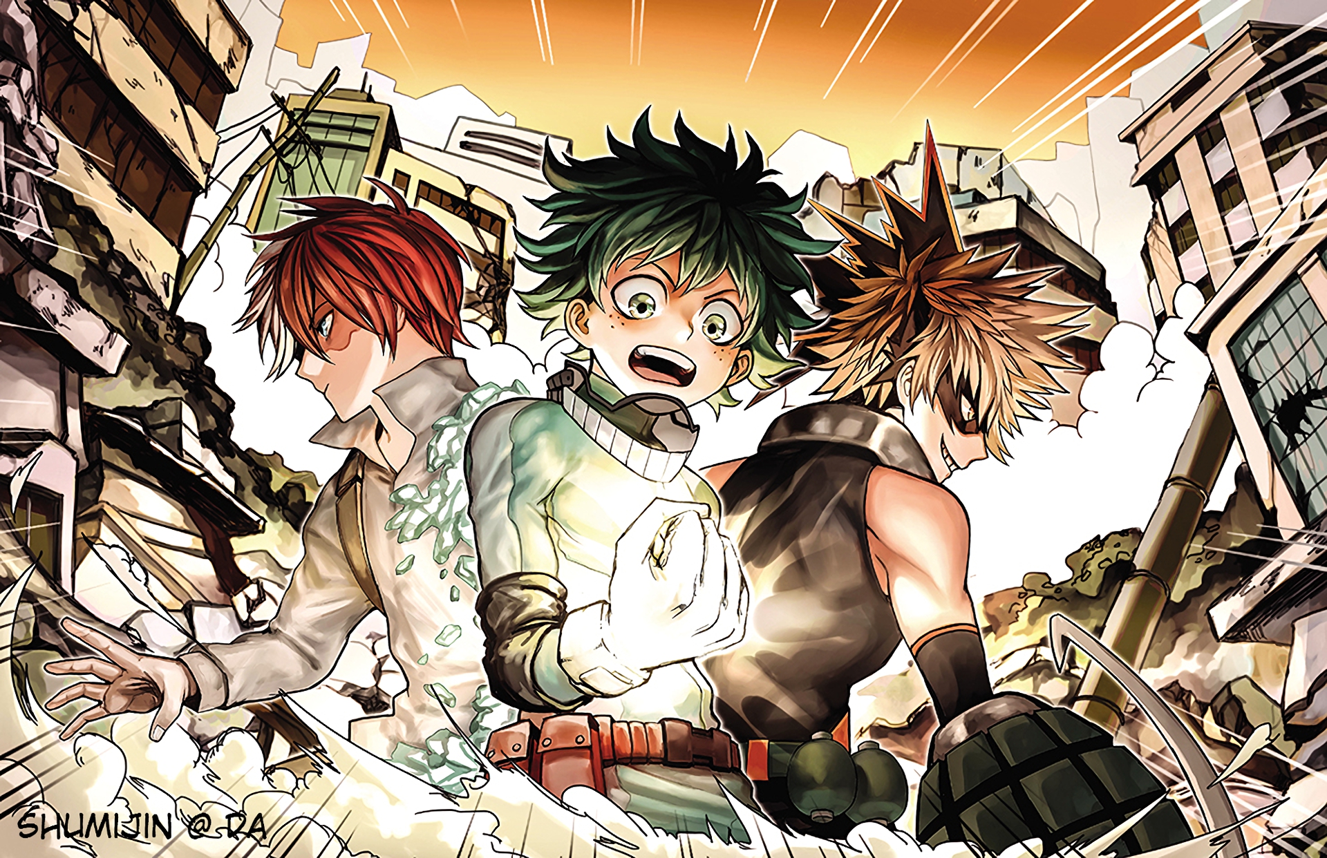 Download Katsuki Bakugou Shoto Todoroki Izuku Midoriya Anime My Hero  Academia HD Wallpaper