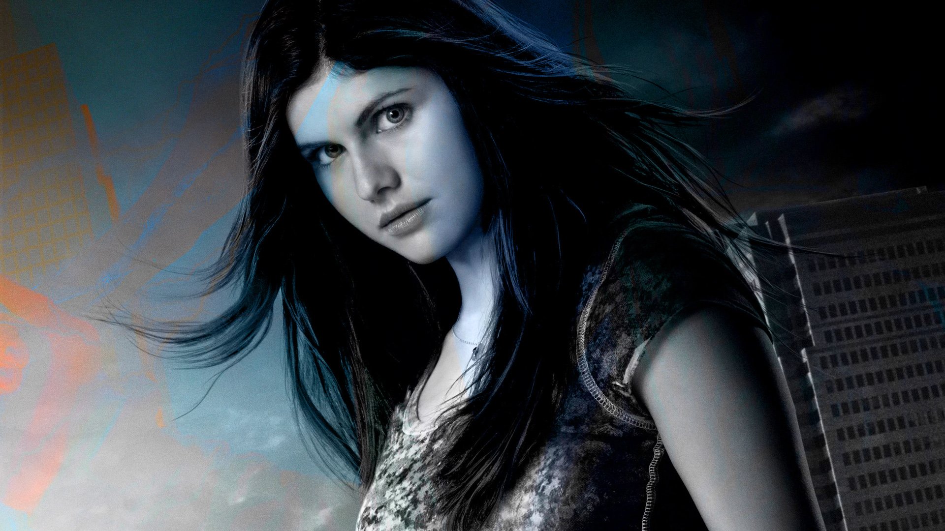 HD PC desktop wallpaper featuring a character from the movie Percy Jackson & the Olympians: The Lightning Thief, set against a dark, stormy background.