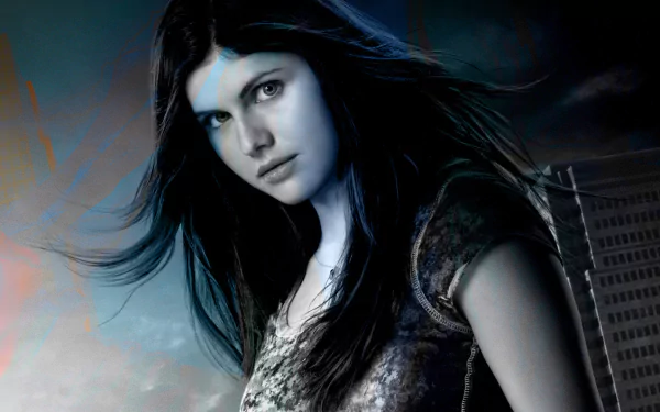 HD PC desktop wallpaper featuring a character from the movie Percy Jackson & the Olympians: The Lightning Thief, set against a dark, stormy background.