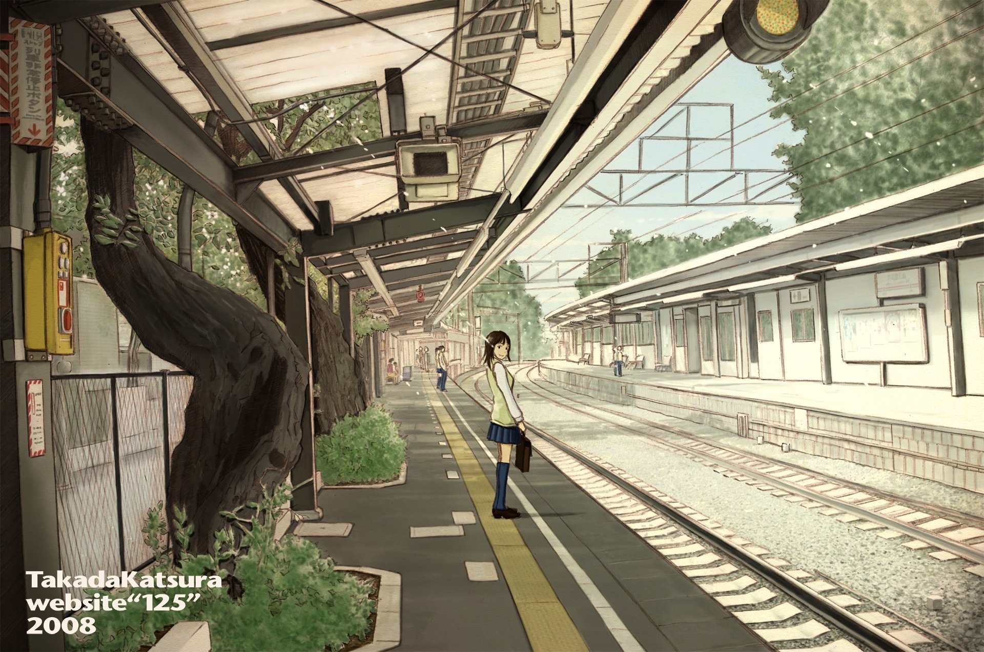 Download Train Station Anime Original HD Wallpaper