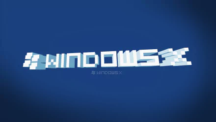3D block-style text spelling WINDOWS X on a blue background, designed as a 4K Ultra HD PC desktop wallpaper reflecting technology and Windows 10 themes.