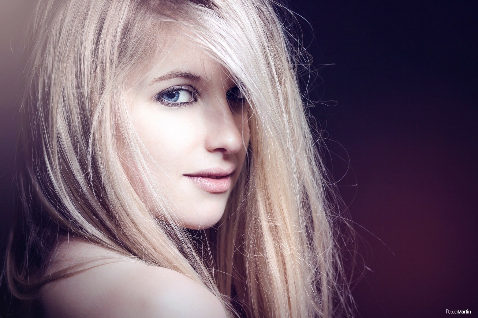 Download Face Blue Eyes Blonde Woman Model HD Wallpaper by Pascal Martin