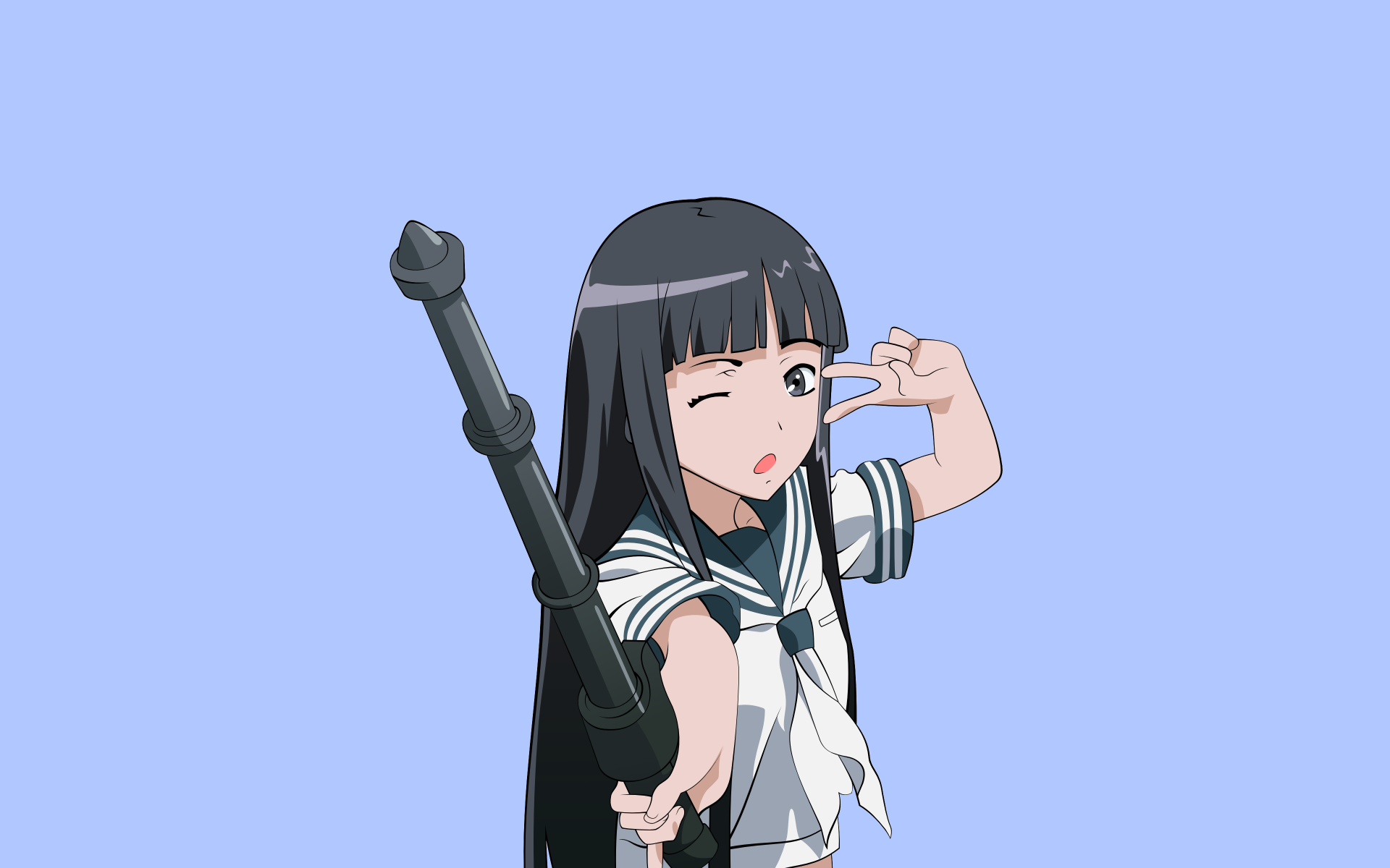 Aisa Himegami from A Certain Magical Index in a 4K Ultra HD anime-style wallpaper, striking a playful pose with a staff.