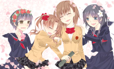 Kazari Uiharu Kuroko Shirai Ruiko Saten Mikoto Misaka Anime A Certain Scientific Railgun HD Desktop Wallpaper | Background Image