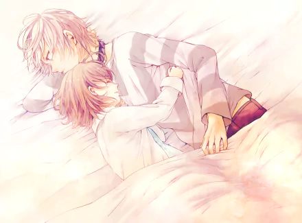 HD PC desktop wallpaper featuring Accelerator and Last Order from the anime A Certain Magical Index in a gentle, peaceful embrace.