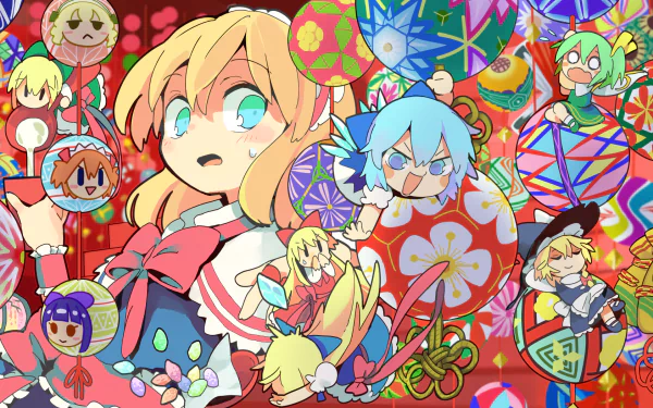 Cirno (Touhou) Marisa Kirisame Shanghai Doll Alice Margatroid Anime Touhou HD Desktop Wallpaper | Background Image