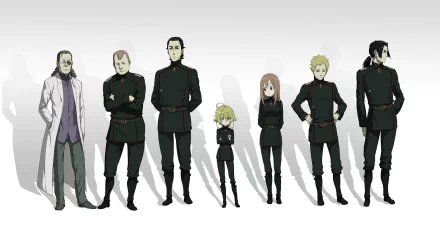 HD PC desktop wallpaper featuring Viktoriya Ivanovna Serebryakov, Tanya Degurechaff, and other characters from the anime The Saga of Tanya the Evil.