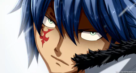 HD desktop wallpaper featuring Jellal Fernandes from the anime Fairy Tail with intense eyes and distinctive facial tattoo.