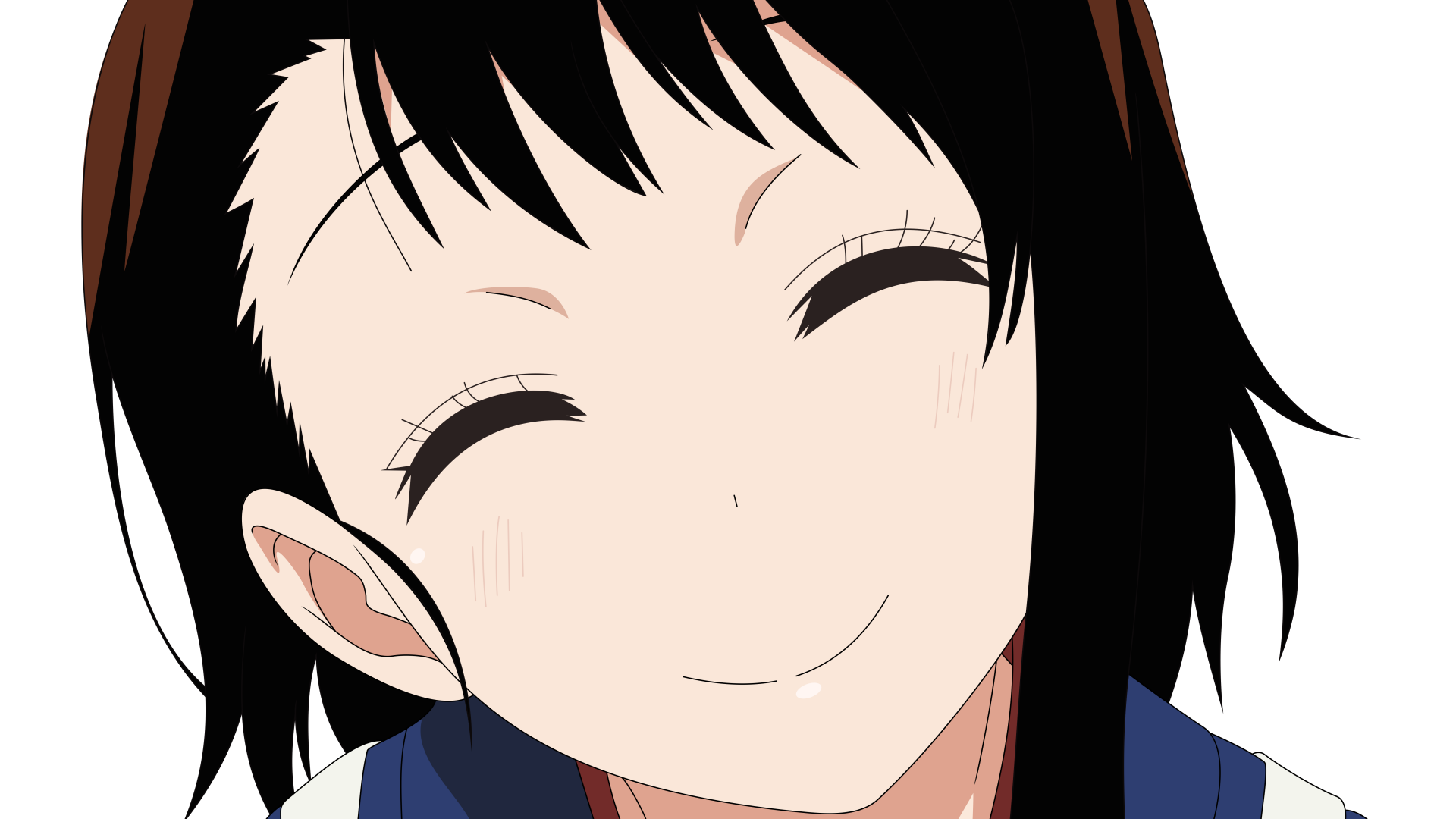 Close-up smiling Kosaki Onodera (Nisekoi) anime portrait on a dark background — 8K Ultra HD PC desktop wallpaper and background.
