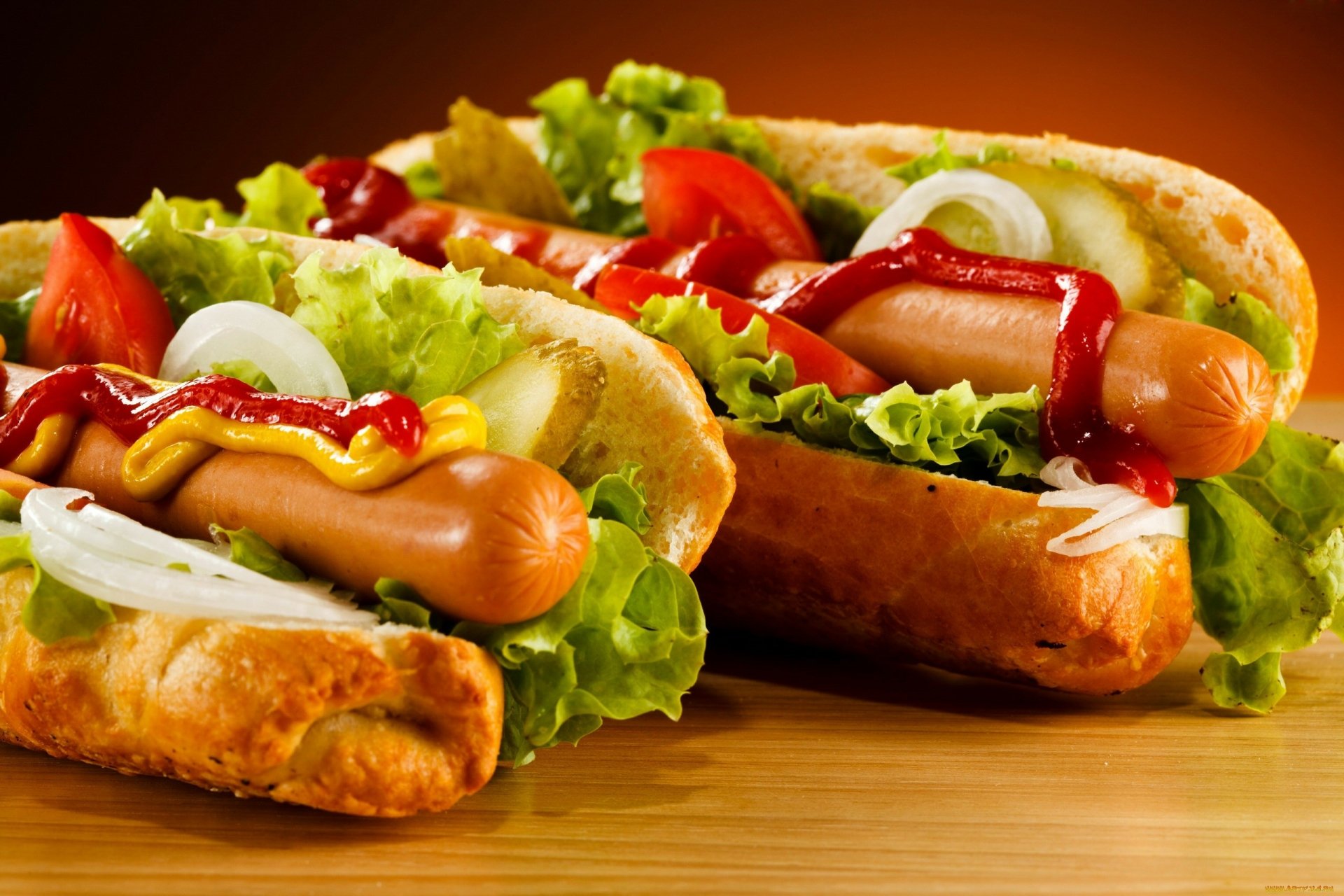 Hot Dogs with Salad and Sauce