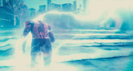 HD desktop wallpaper featuring Ezra Miller as Barry Allen, the Flash, from the Justice League movie, captured in dynamic motion with electric blue effects.