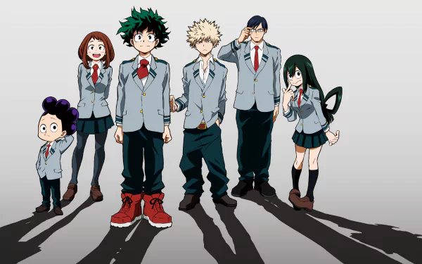 Katsuki Bakugou Ochaco Uraraka Tsuyu Asui Tenya Iida Minoru Mineta Izuku Midoriya Anime My Hero Academia HD Desktop Wallpaper | Background Image
