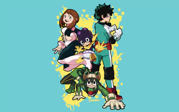 Minoru Mineta Tsuyu Asui Ochaco Uraraka Izuku Midoriya Anime My Hero Academia HD Desktop Wallpaper | Background Image