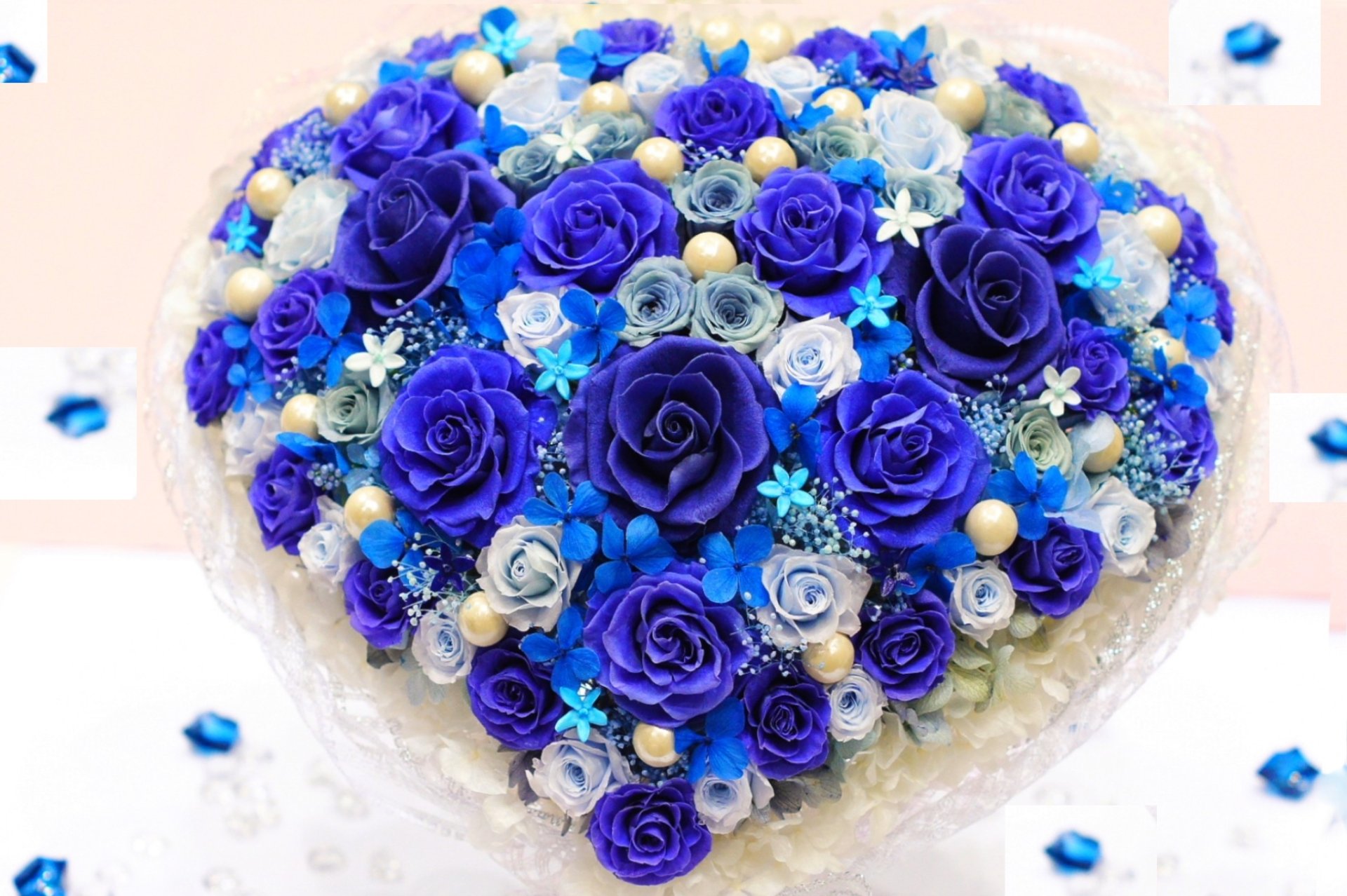 Download White Flower Blue Flower Heart Artistic Rose HD Wallpaper