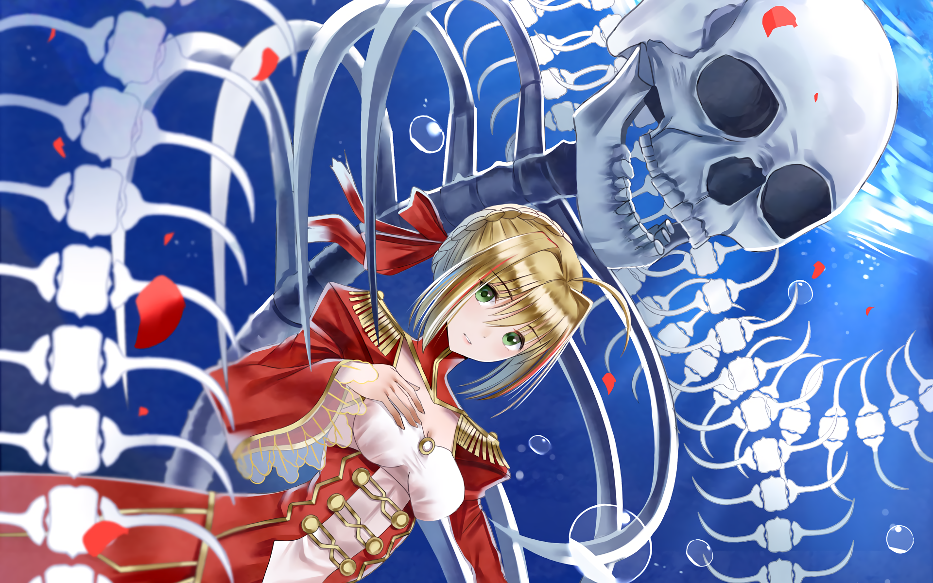 Red Saber HD Wallpaper – Fate/Extra Anime Heroine in Action