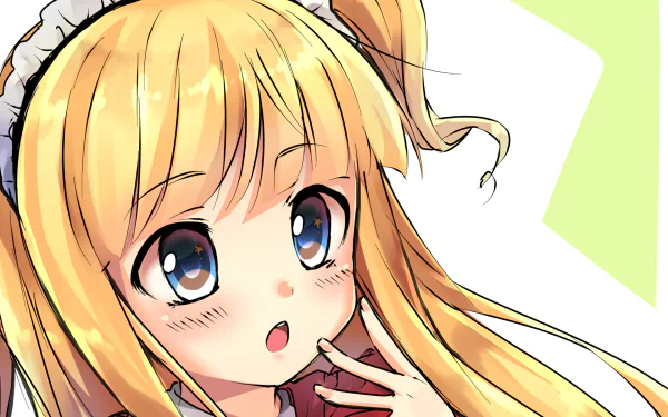 HD anime desktop wallpaper featuring Mayuki Hiiragi from Hinako Note with detailed blonde hair and expressive blue eyes.