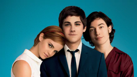 HD desktop wallpaper featuring Logan Lerman, Ezra Miller, and Emma Watson from the movie The Perks of Being a Wallflower.