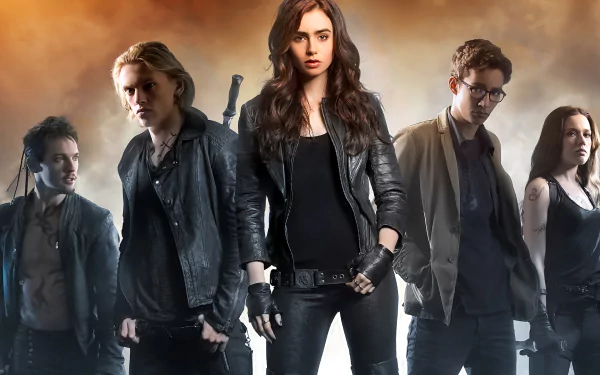 Jemima West Lily Collins Robert Sheehan Jamie Campbell Bower Jonathan Rhys Meyers movie The Mortal Instruments: City of Bones HD Desktop Wallpaper | Background Image
