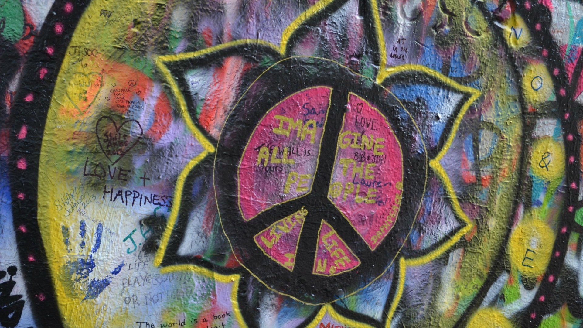 Download Colorful Colors Peace Sign Flower Artistic Graffiti 4k Ultra HD Wallpaper