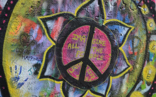 colorful colors peace sign flower artistic graffiti HD Desktop Wallpaper | Background Image