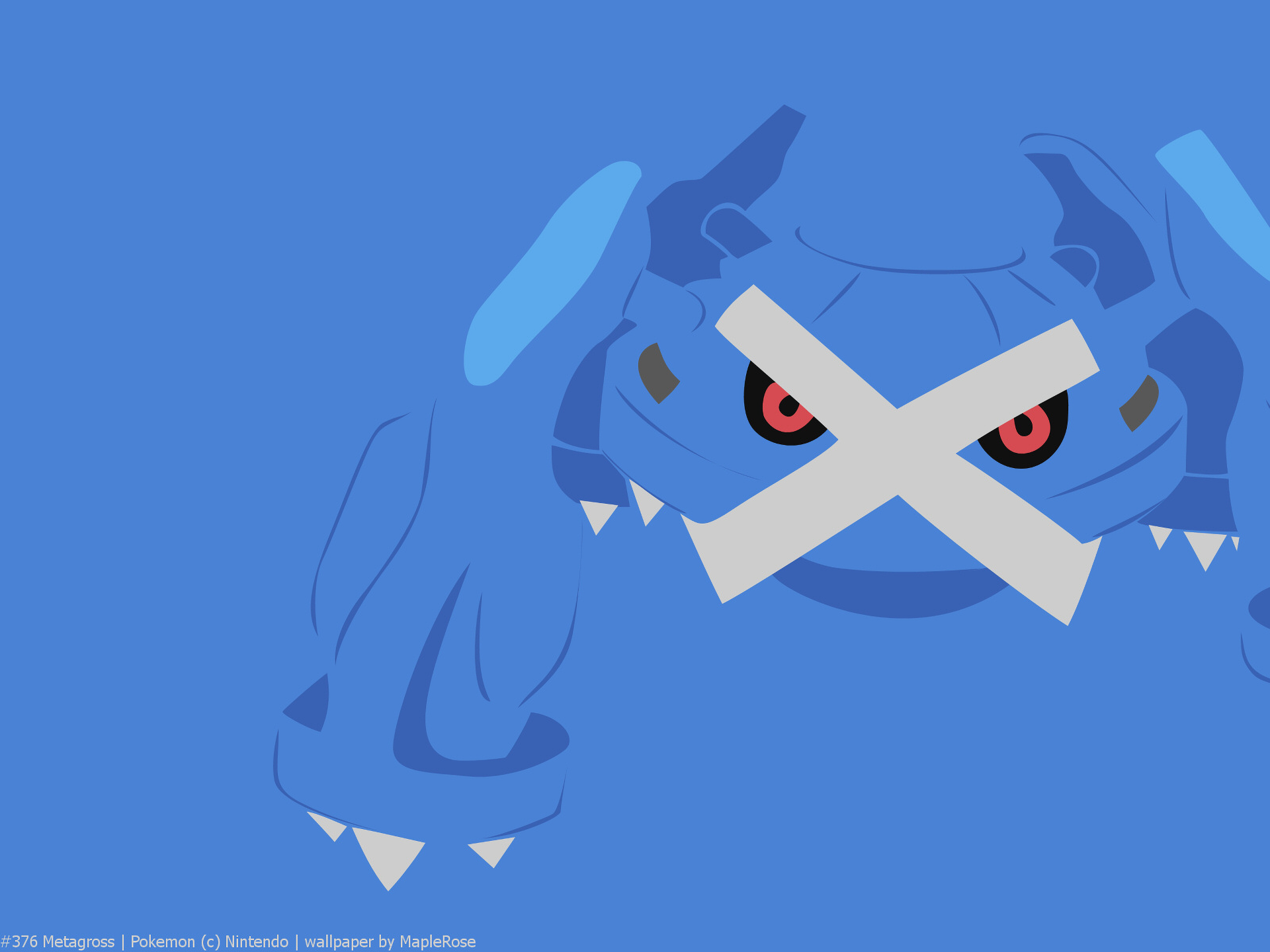 HD desktop wallpaper featuring the Pokémon Metagross, styled in blue against a matching background.
