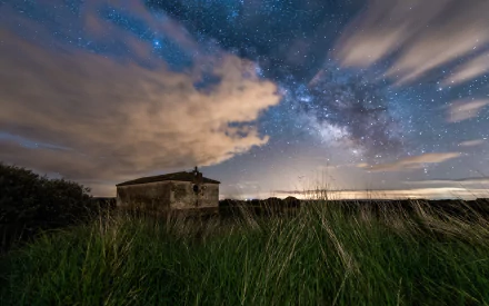 starry sky star sky night chapel nature Sci Fi Milky Way HD Desktop Wallpaper | Background Image