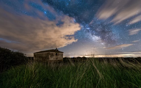 starry sky star sky night chapel nature Sci Fi Milky Way HD Desktop Wallpaper | Background Image