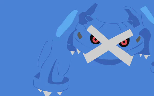 HD desktop wallpaper featuring the Pokémon Metagross, styled in blue against a matching background.