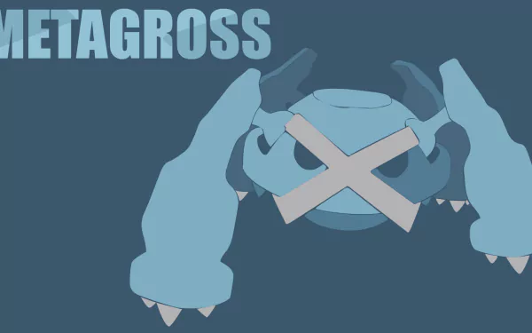 HD wallpaper featuring a stylized depiction of the Pokémon Metagross with its name above it, using a cool blue color scheme.