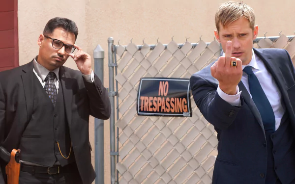 Alexander Skarsgård Michael Peña movie War on Everyone HD Desktop Wallpaper | Background Image