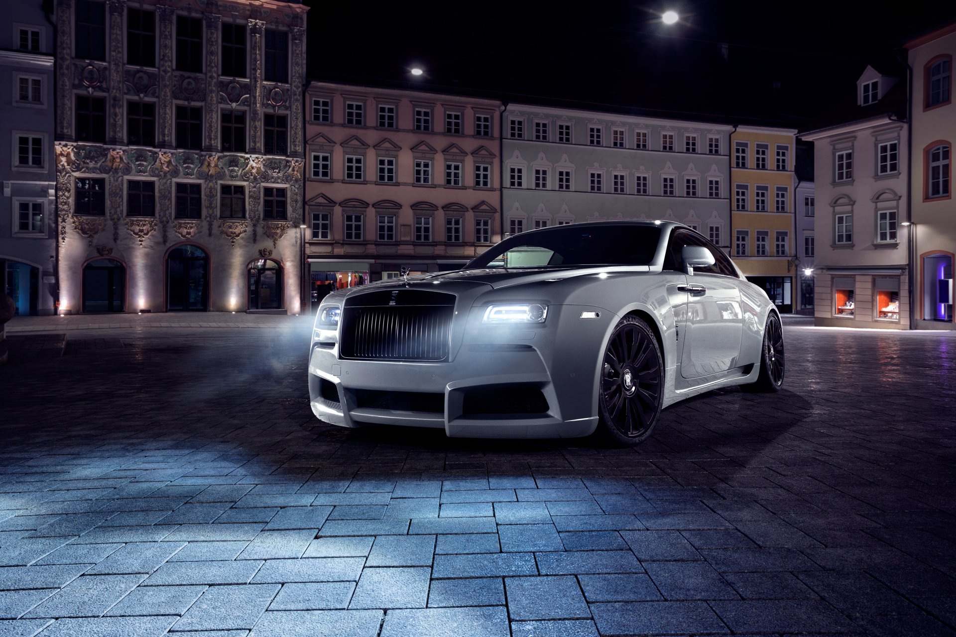 Download White Car Night Car Rolls-Royce Vehicle Rolls-Royce Wraith 4k