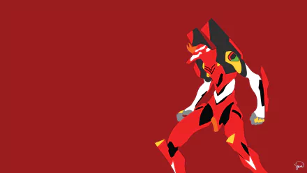 HD PC desktop wallpaper featuring Evangelion Unit-02 from the anime Evangelion: 1.0 You Are (Not) Alone in a minimalist red design.