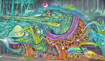  Alligator in a Rain Forest Street Art